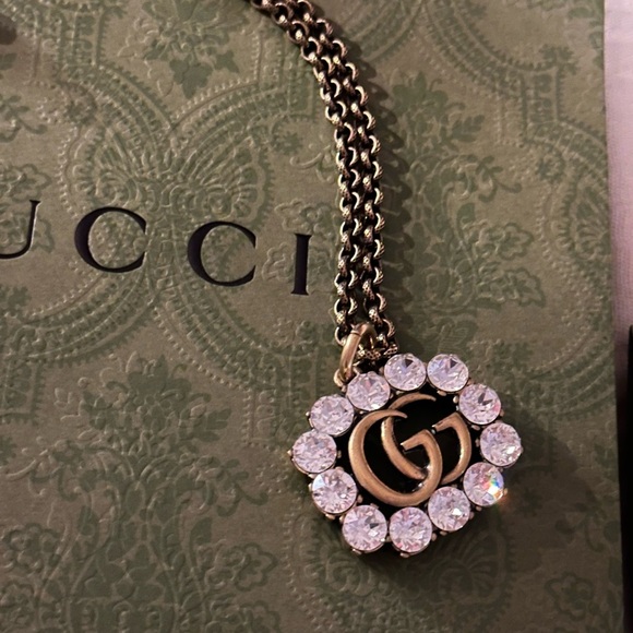 Gucci Jewelry - Gucci Gold Pendant Necklace with Crystals